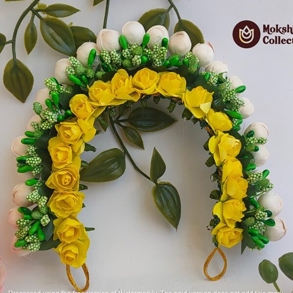 Yellow and Green flower hair gajra