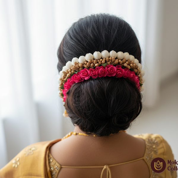 Pink and Gold Flower Gajra