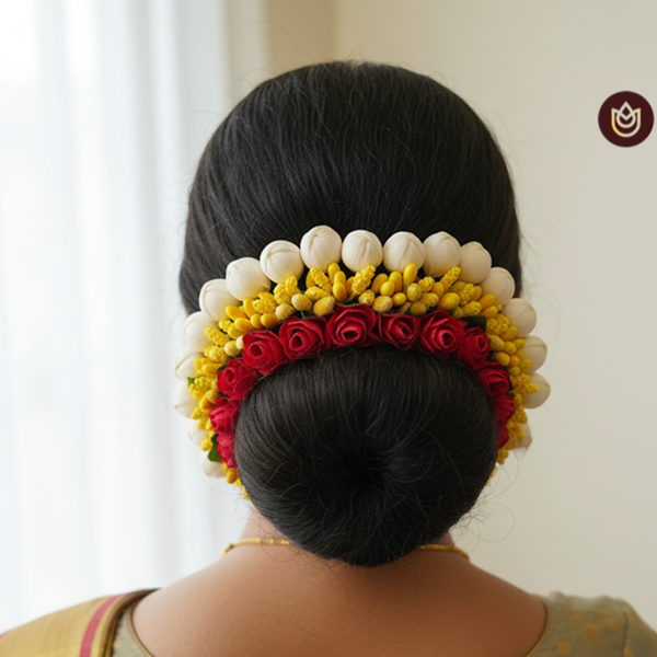 Red and Yellow Flower Hair Gajra