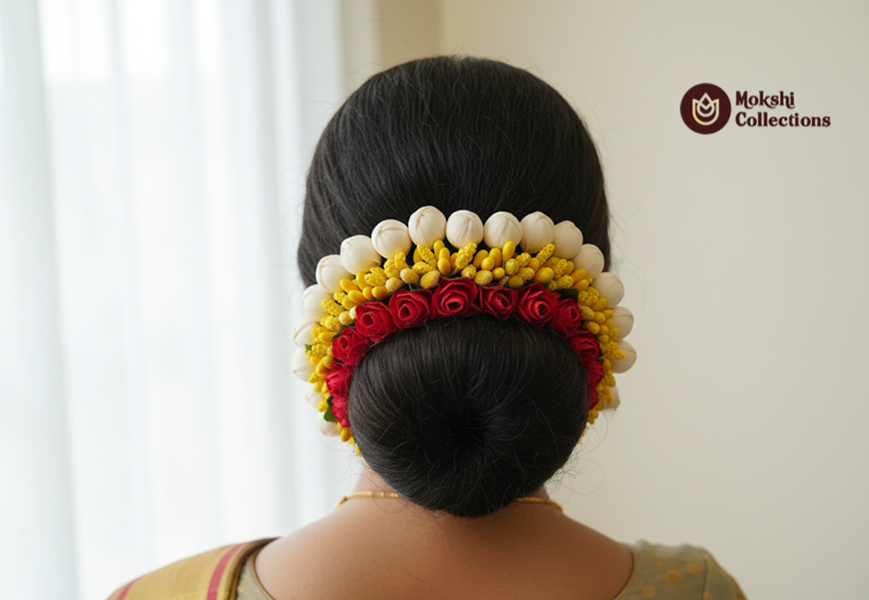 Red and Yellow Flower Hair Gajra