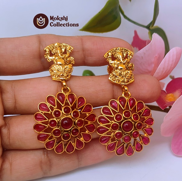 Pink Kemp Ganesh Earrings