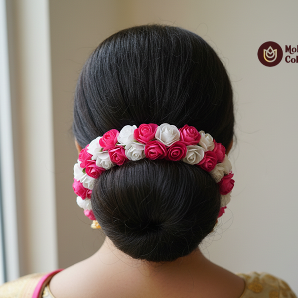 Pink and white rose gajra