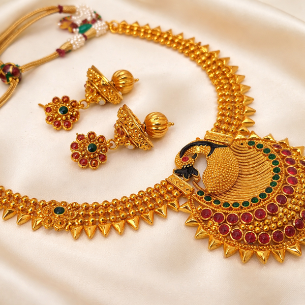 Multicolor Peacock Necklace Set
