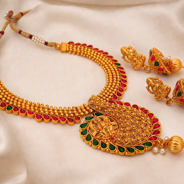 Multicolor kemp Temple Necklace Set