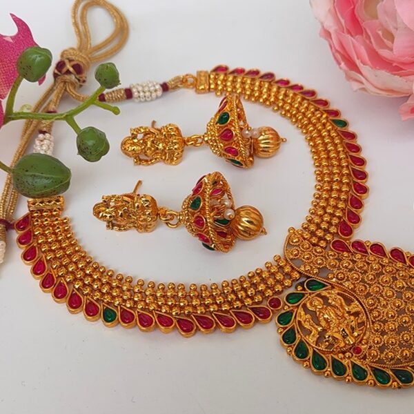 Multicolor kemp Temple Necklace Set