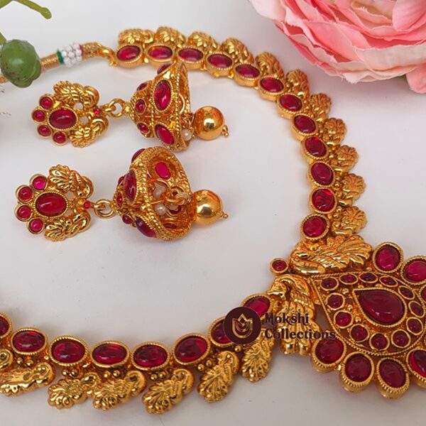 Pink kemp Peacock Necklace Set
