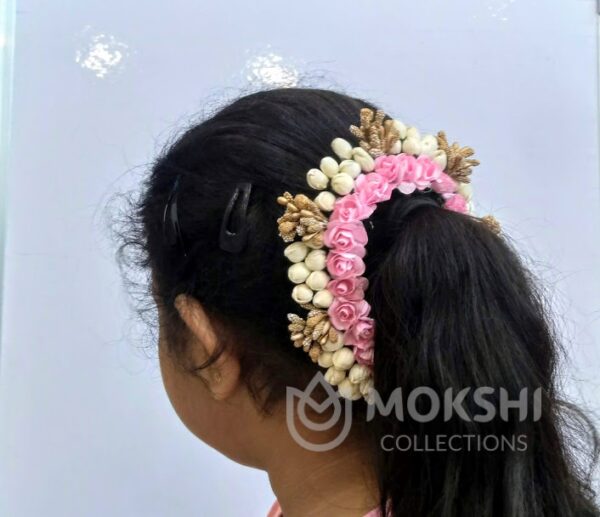 Baby Pink rose and gold Gajra