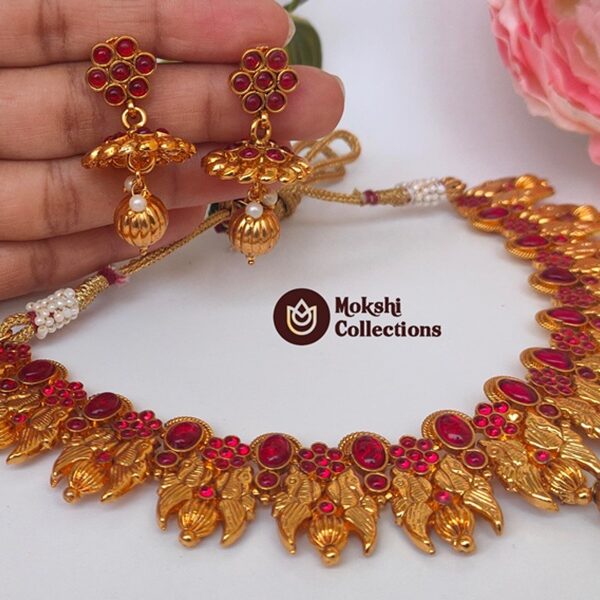 Pink Kemp Peacock Necklace Set
