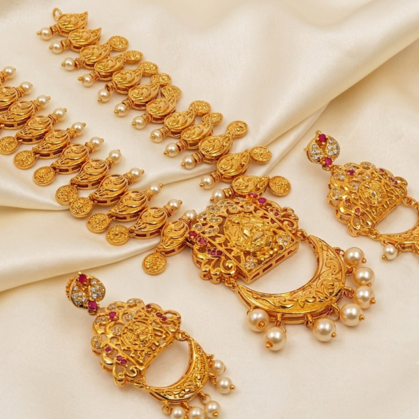 Gold Plated Lakshmi Necklace Set