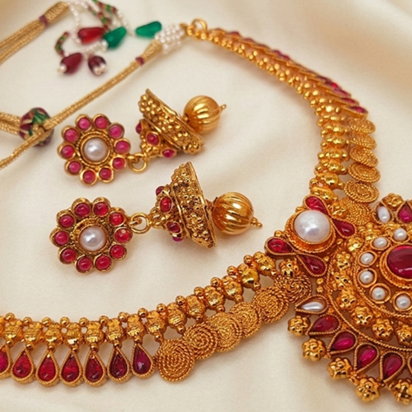 Pink and White Kemp Temple Necklace