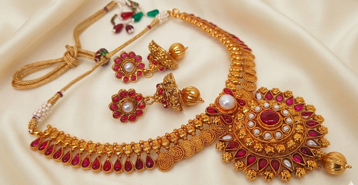Pink and White Kemp Temple Necklace
