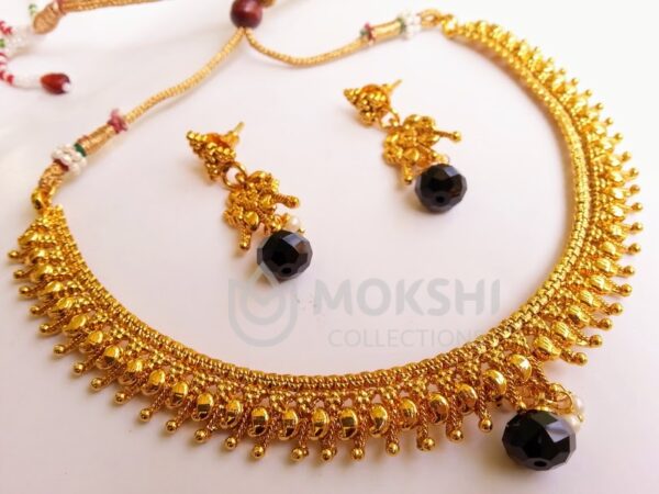 Black Drops Metallic Necklace Set