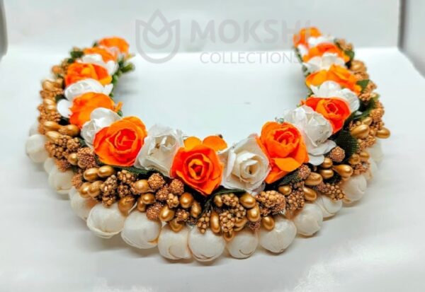 Orange White Flower Hair Gajra