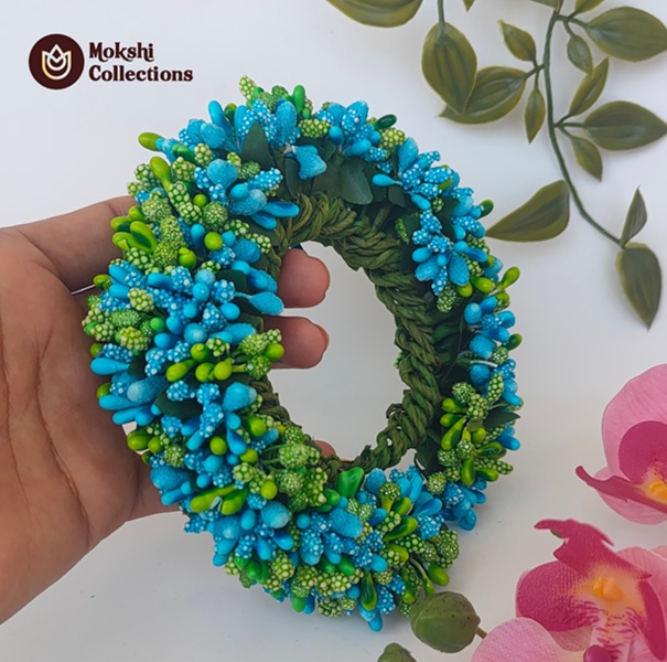 Green Blue Pollens Bridal Hair Gajra