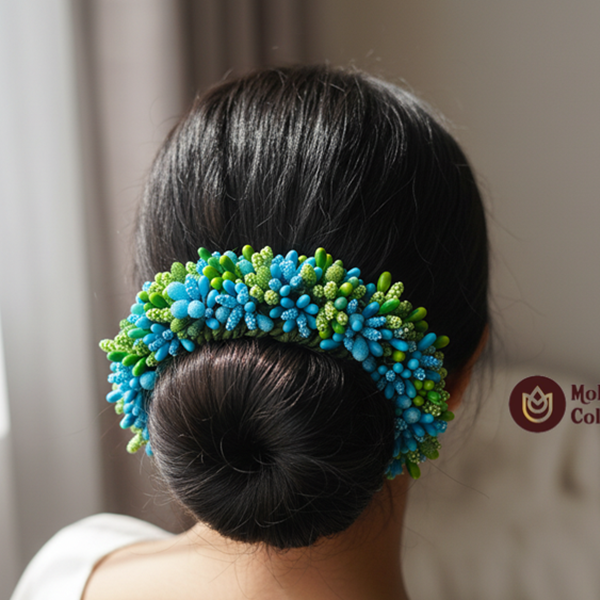 Green Blue Pollens Bridal Hair Gajra
