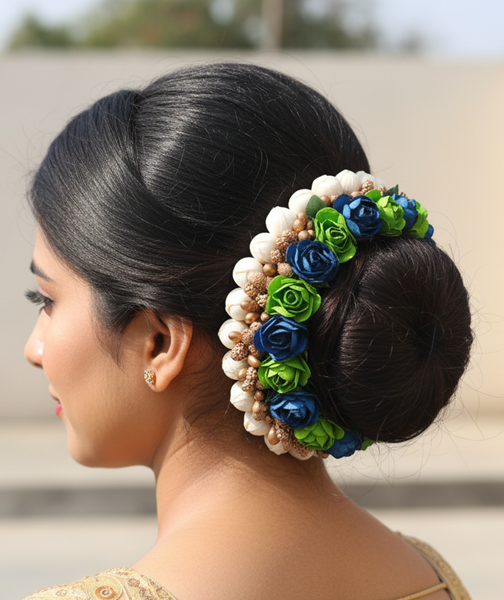 Blue Green Bridal Hair Gajra