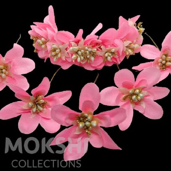 Artificial Baby Pink Orchids Gajra with Brooches