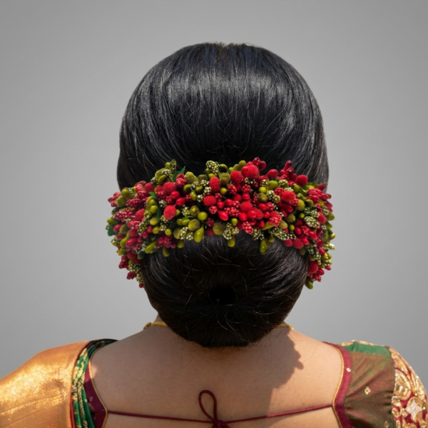 Maroon and Green Bridal Hair Gajra