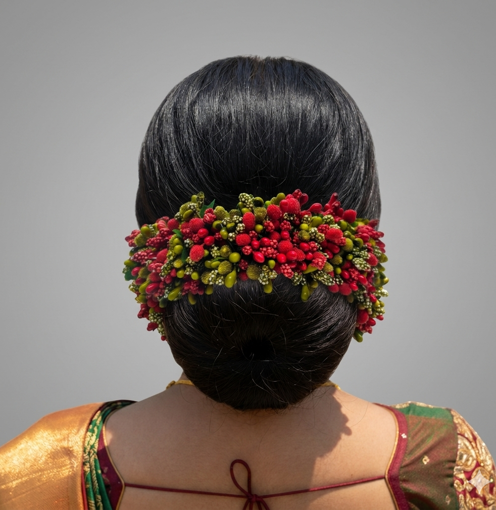 Maroon and Green Bridal Hair Gajra