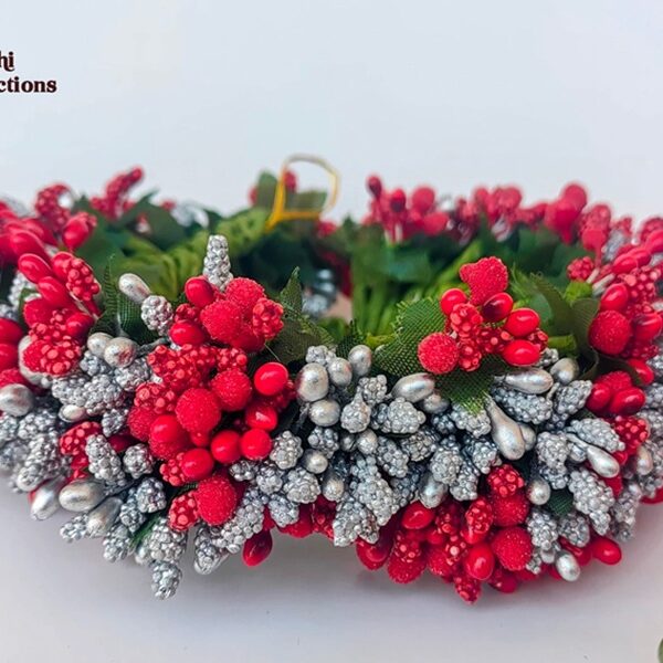Maroon and Silver Bridal Hair Gajra