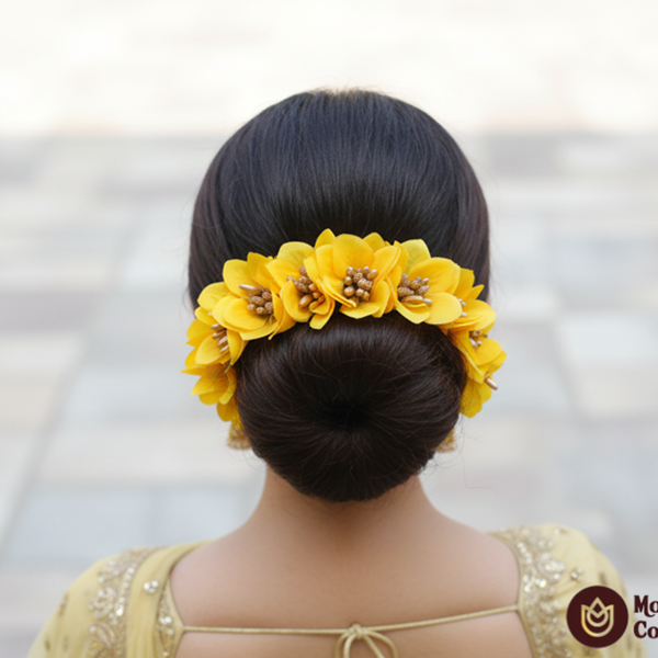 Yellow Orchids Bridal Hair Gajra