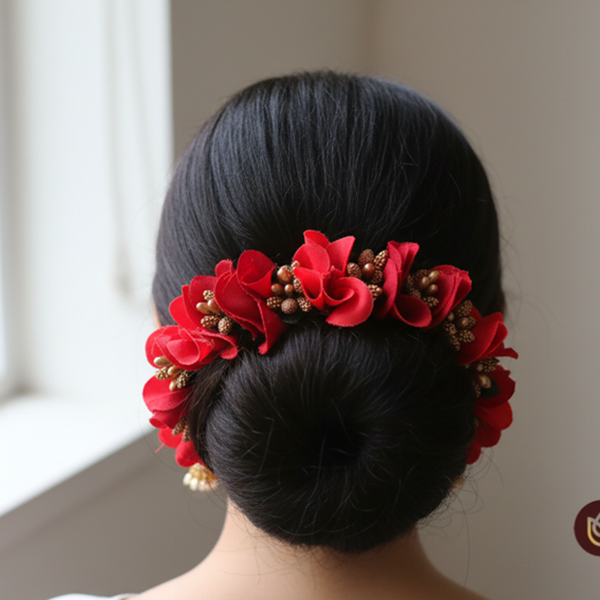Red Orchids Bridal Hair Gajra | Veni