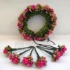 Pink & Green Bridal Hair Accessories with brooches