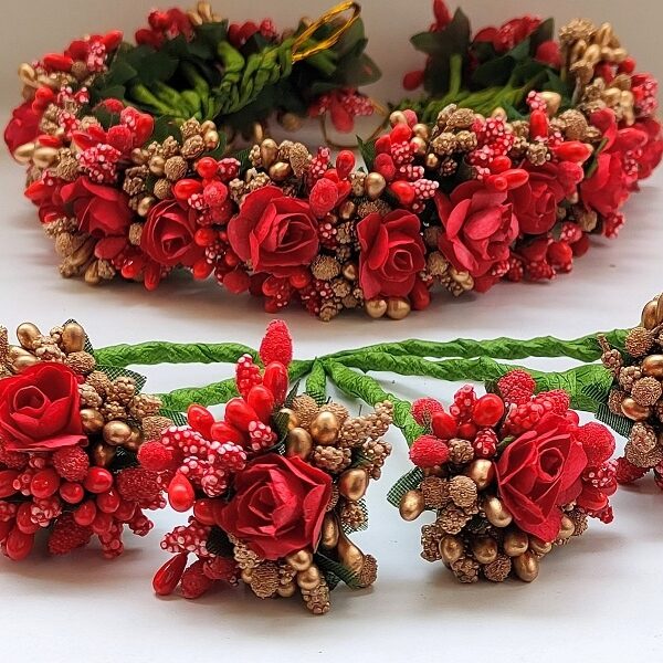 Red & Gold Bridal Hair Accessories
