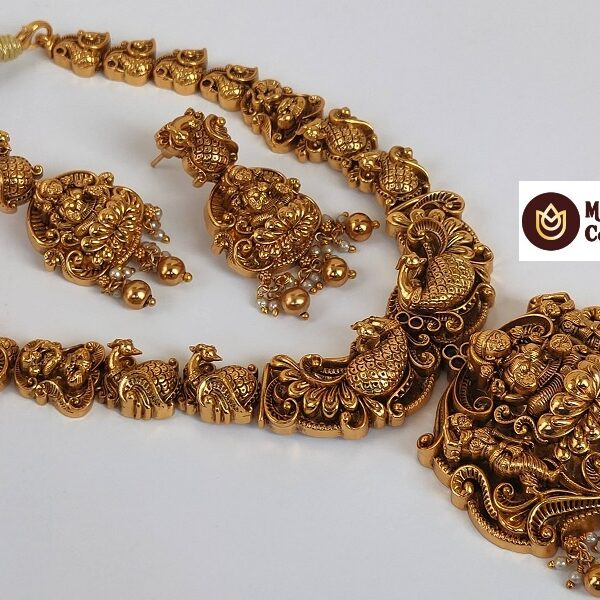 Nakshi Temple Lakshmi Bridal Necklace Set