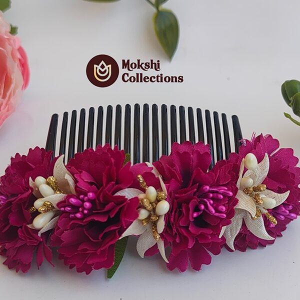 Magenta Flower Hair Comb