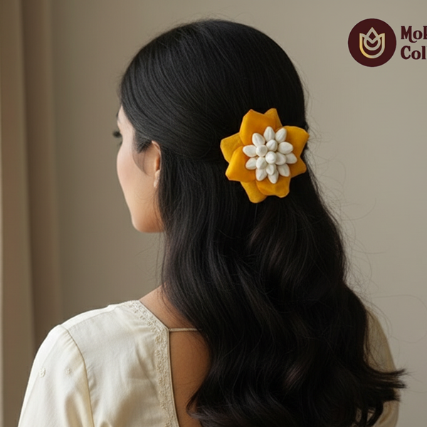 Yellow Rose Petals Flower Brooch